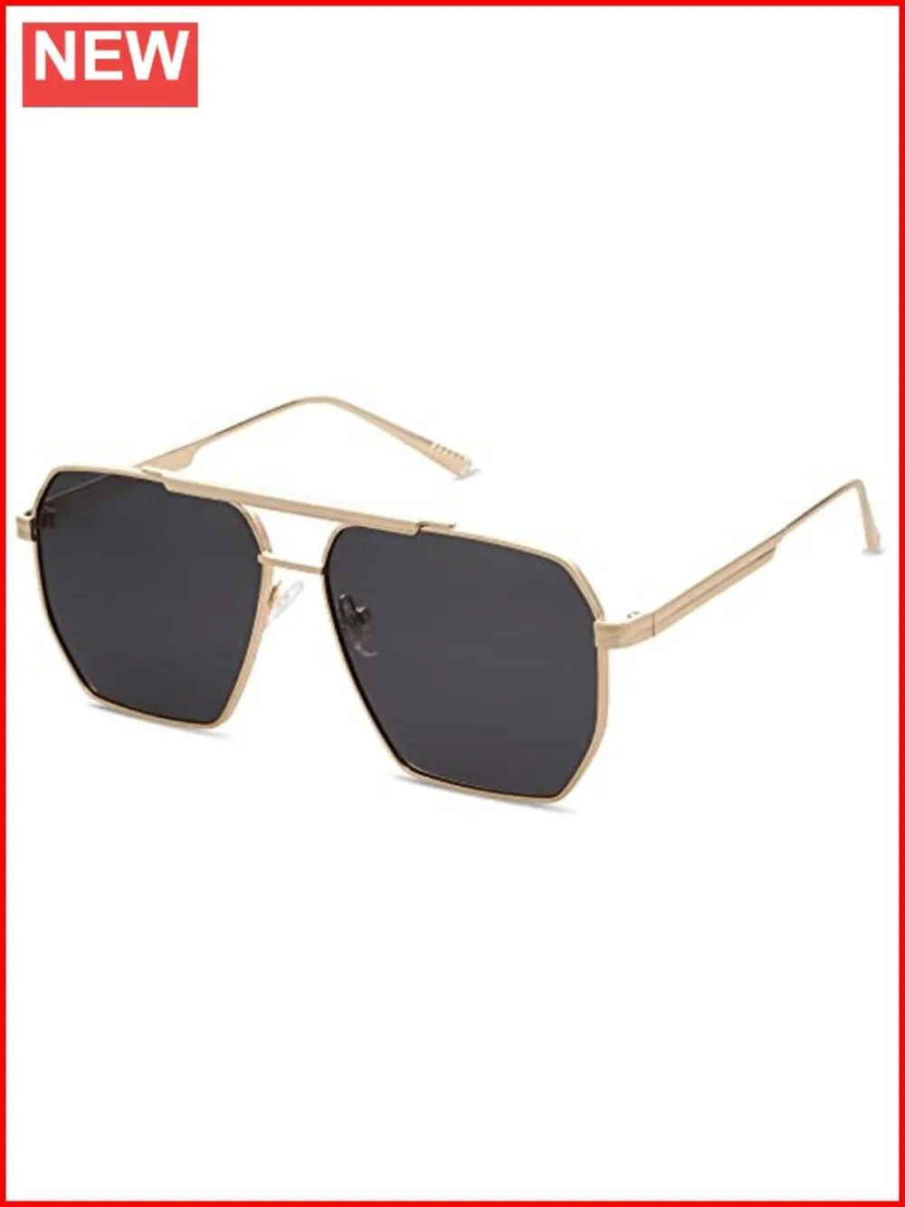 Retro Oversized Square Polarized Sunglasses Metal Frame Classic Shades